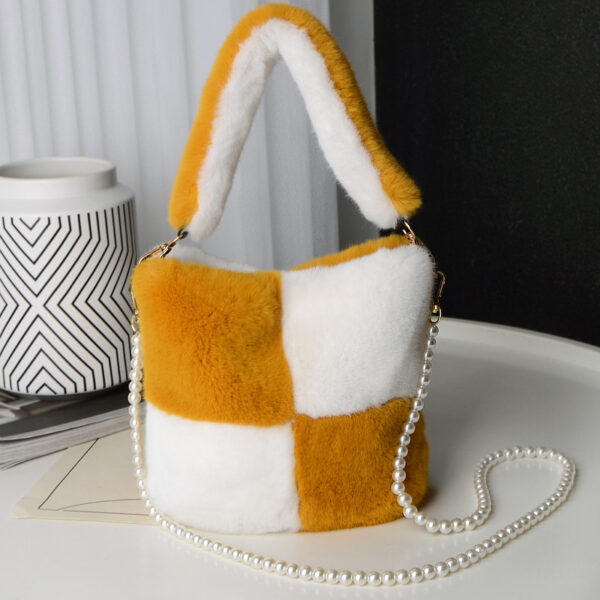 'Check' Plush Bucket Bag