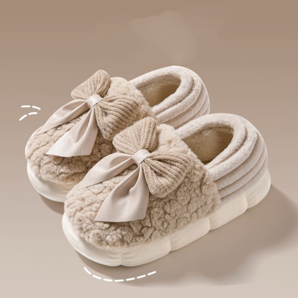 Warm Fluffy Bow-knot Slippers